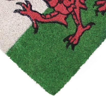 JVL Cymru Welsh Dragon Wales Welcome Coir Coconut Door Mat 30 X 60Cm Home Caravan Office