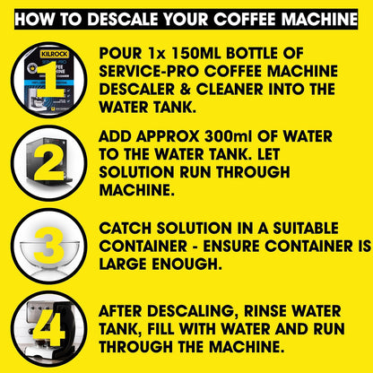 Kilrock All Coffee machine Descaler and Cleaner | 2 x 150ml Bottles