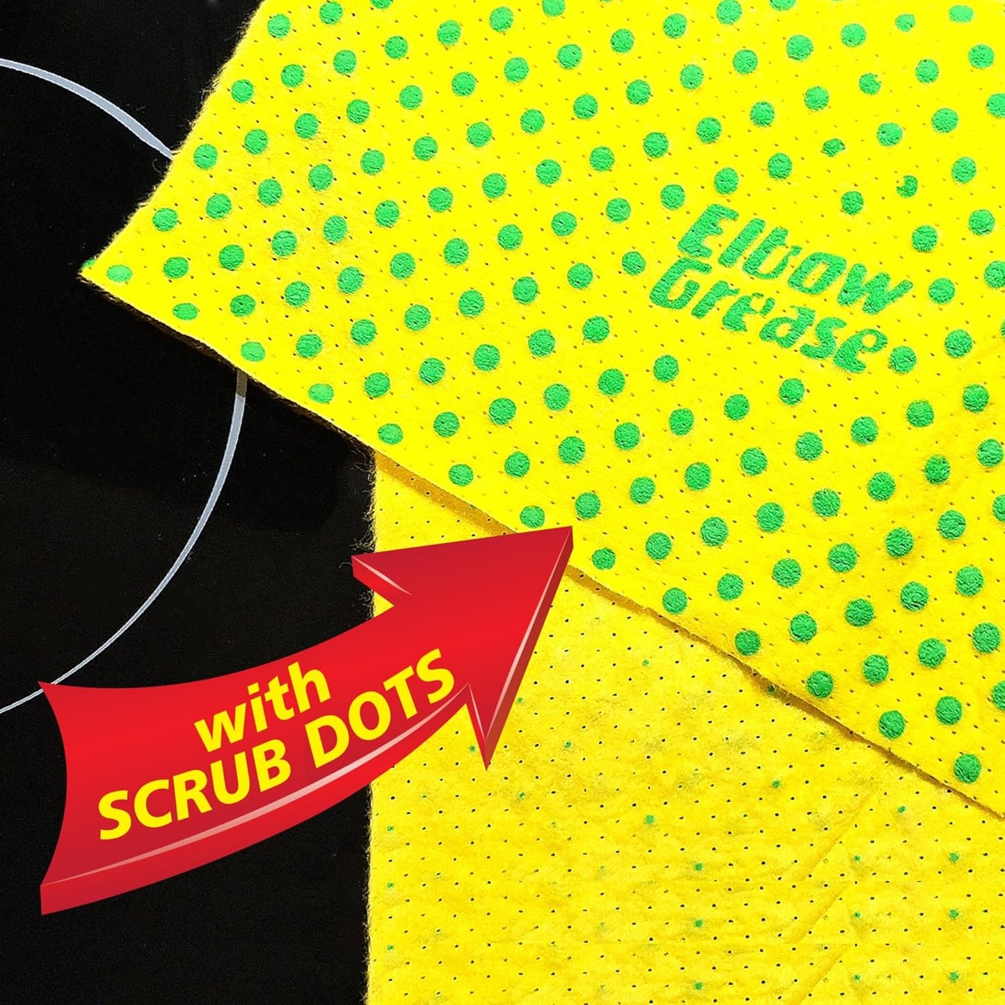 Elbow Grease Power Cloths With Scrub Dots Reusable Washable Extra Large Pack Of 3, Yellow