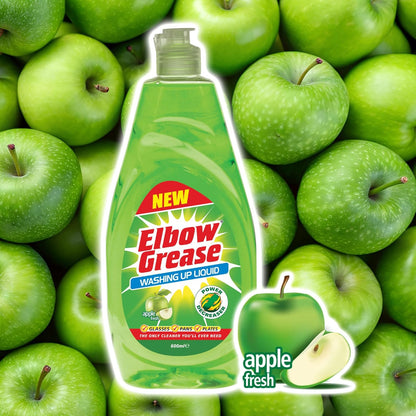 Elbow Grease Washing Up Liquid | Power Degreaser | Soap for Hand Washing Dishes, Pots, Pans & Glasses | Apple | 1 x 600ml
