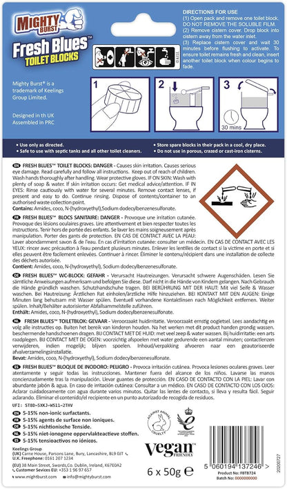 Mighty Burst Fresh Blues Toilet Blocks Pack 6's