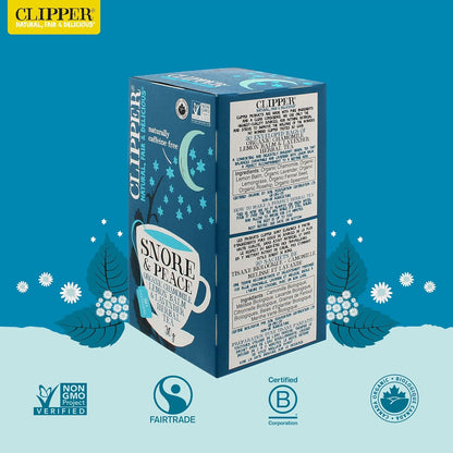 Clipper 'Snore & Peace' Organic Chamomile, Lemon Balm & Lavender Envelopes 20's