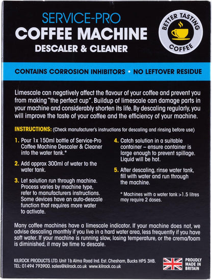 Kilrock All Coffee machine Descaler and Cleaner | 2 x 150ml Bottles