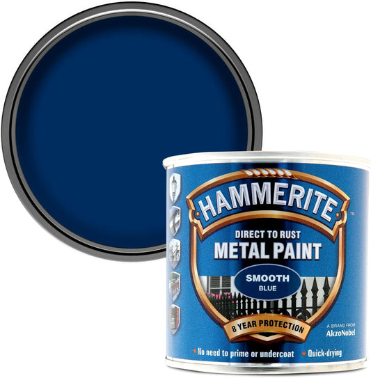 Hammerite 5084884 Direct To Rust Metal Paint - Smooth Blue Finish 250Ml