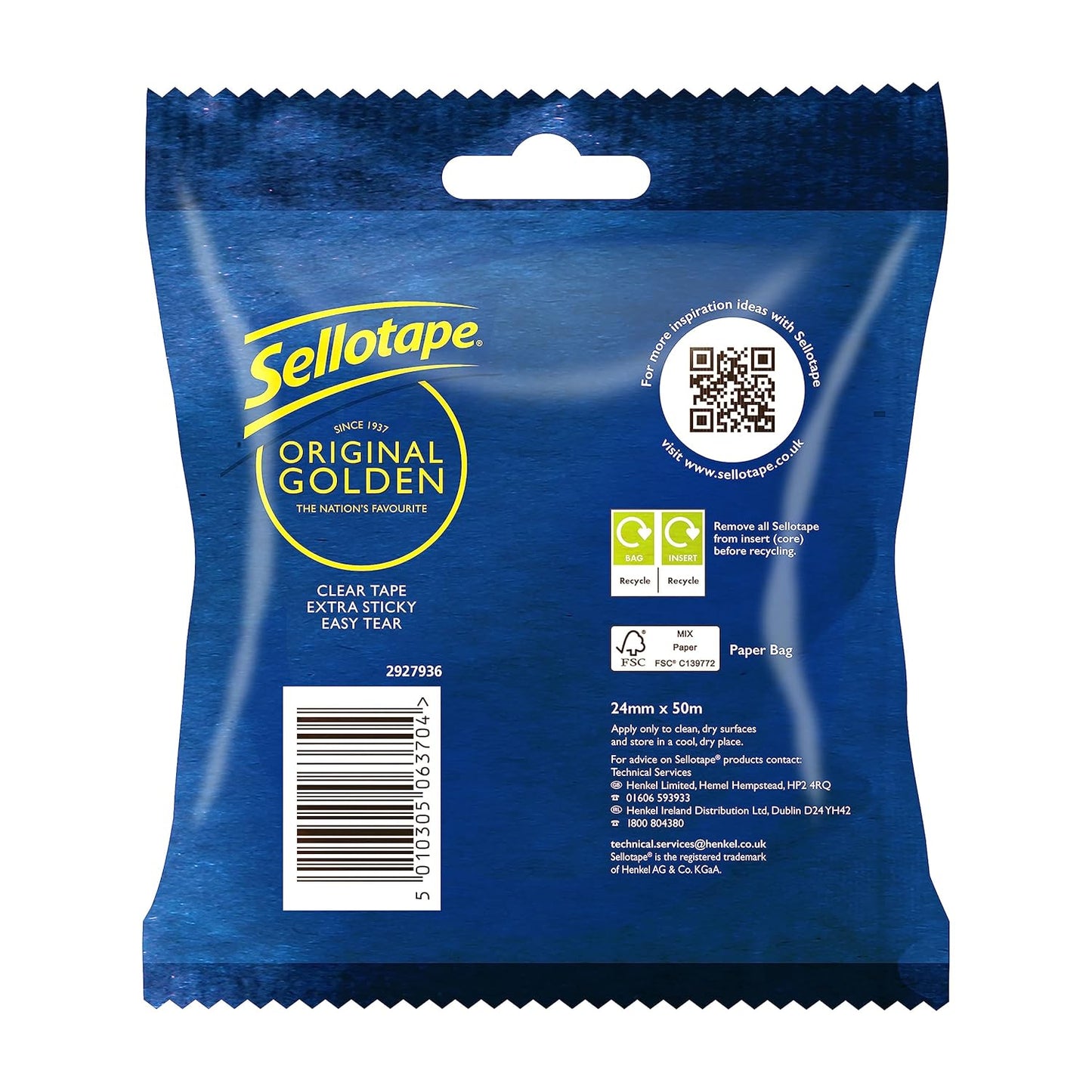 Sellotape Original Golden, Multi-Purpose Clear Tape  24Mm X 50M