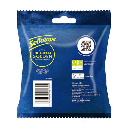 Sellotape Original Golden, Multi-Purpose Clear Tape  24Mm X 50M