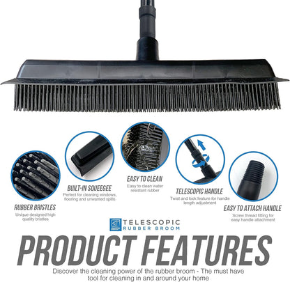 Rubber Broom Indoor With Telescopic Metal Handle