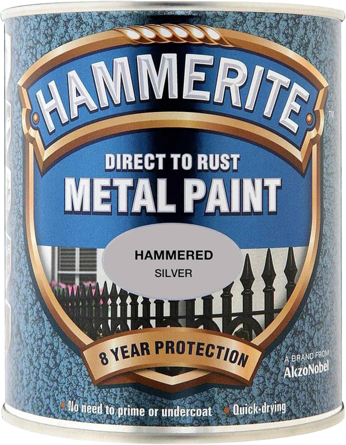 Hammerite Direct To Rust Metal Paint | Hammered Silver Finish 750ml