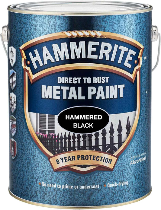Hammerite Metal Paint | Hammered Black | Direct to Rust | 2.5L Tin