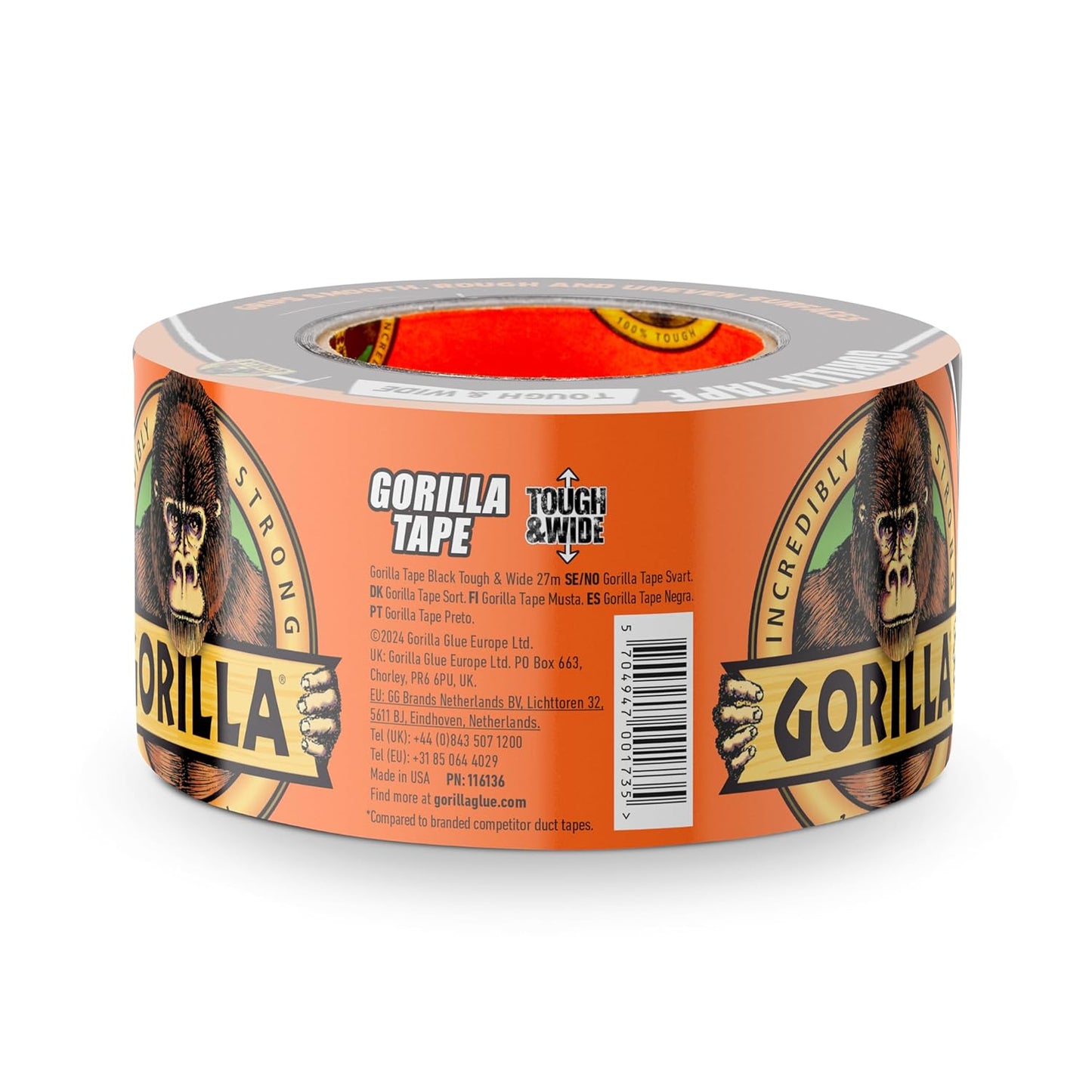 Gorilla Tape Tough & Wide 73mm x 27m Black | For the Toughest of Jobs | 27m long