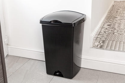Addis 50ltr Lift Up Flat top Kitchen Waste Trash Complete Bin, All Black
