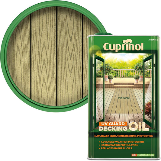 Cuprinol UV Guard Natural UV Resistant Decking Wood Oil, 5 Litre