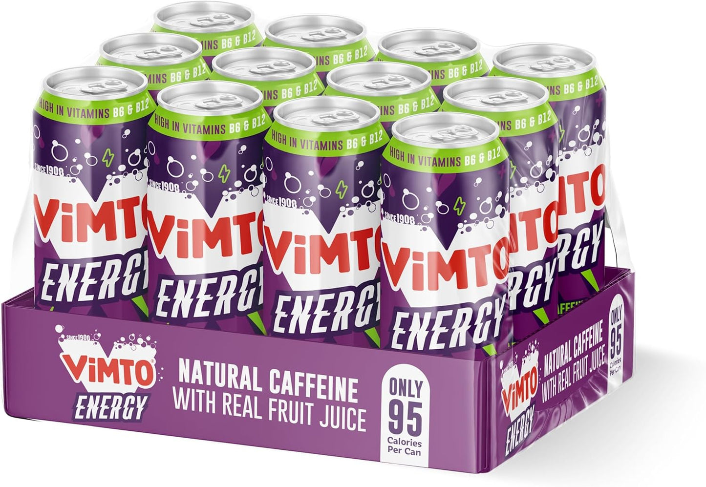 Vimto New Energy Drink | Original Flavour | Sparkling Energy Juice Drink | 12 x 500ml