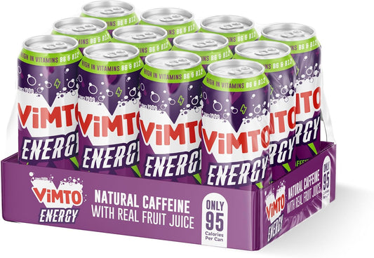 Vimto New Energy Drink | Original Flavour | Sparkling Energy Juice Drink | 12 x 500ml