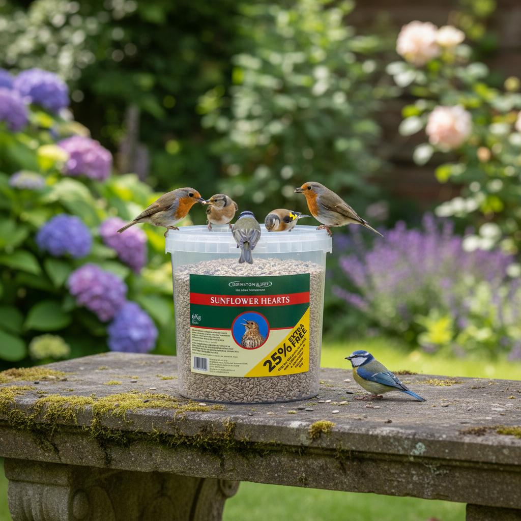 Johnston and Jeff Sunflower Hearts Bird Food Tub | 1 x 10L