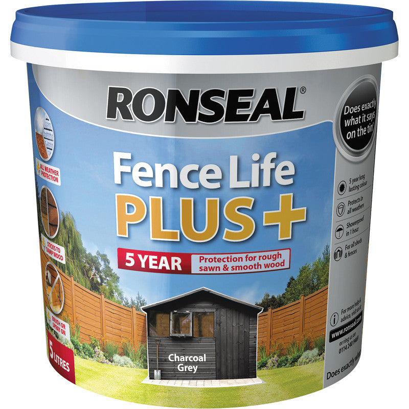 Ronseal Fence Life Plus, Charcoal Grey, 5 Litre