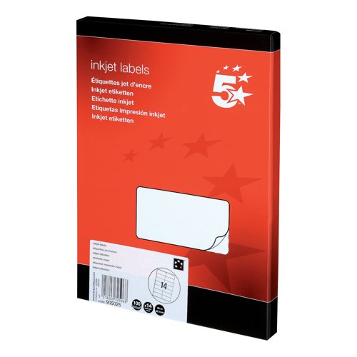 5 Star Address Labels Inkjet 99.1x38.1mm White (Pack of 1400) 905025