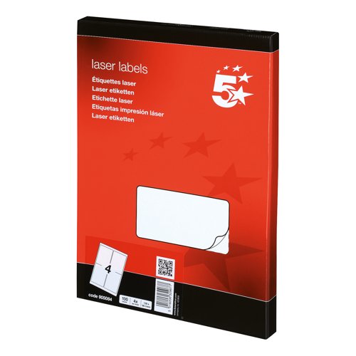 5 Star Multipurpose Labels Laser Copier Inkjet 139x99.1mm White (Pack of 400) 905084