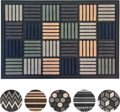 Scrape Sorb Premium Doormat | Parquet Multi | 45 x 60cm | Durable Nylon Pile