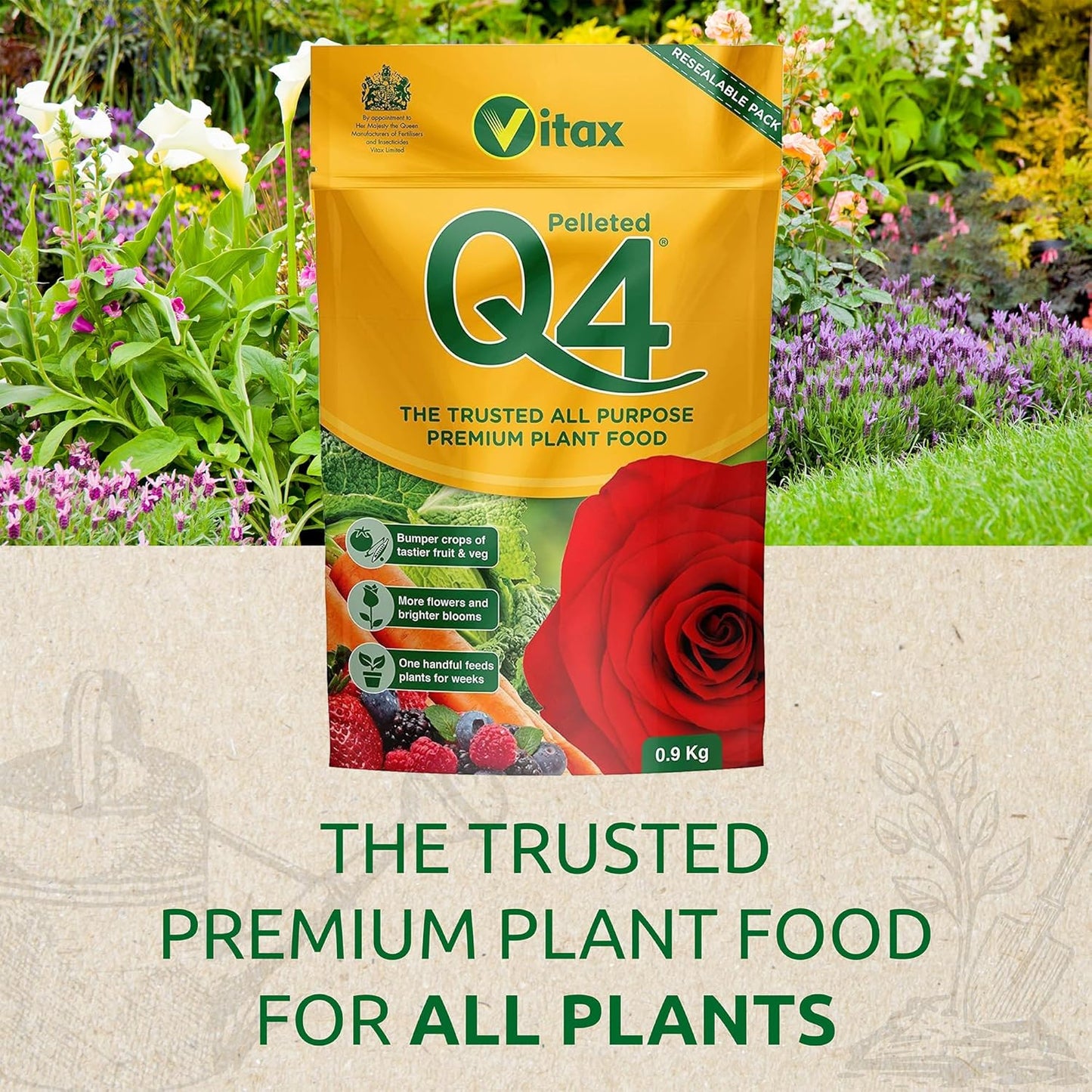 Vitax Q4 Pelleted All Purpose Plant Food 900g (pouch)