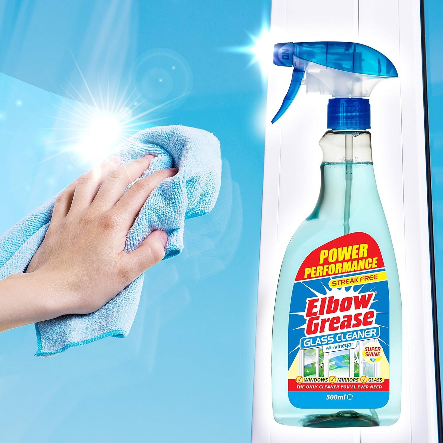 Elbow Grease Glass Cleaner With Vinegar For Windows And Mirrors, 500 Ml