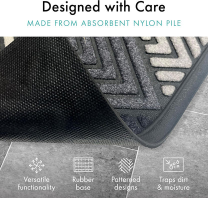 Scrape Sorb Premium Doormat | Diamond Grey | 45 x 75cm | Durable Nylon Pile