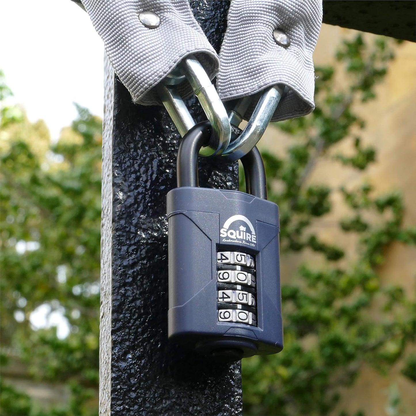 Squire Heavy Duty Padlock (Cp50) - Steel Shackle - 4 Wheel Combination (Blue, 50 Mm)