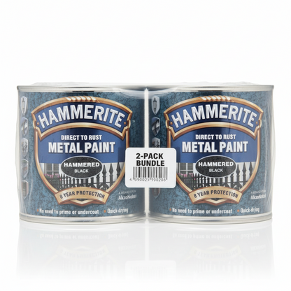 Hammerite Direct To Rust Metal Paint - Hammered Black Finish 250Ml