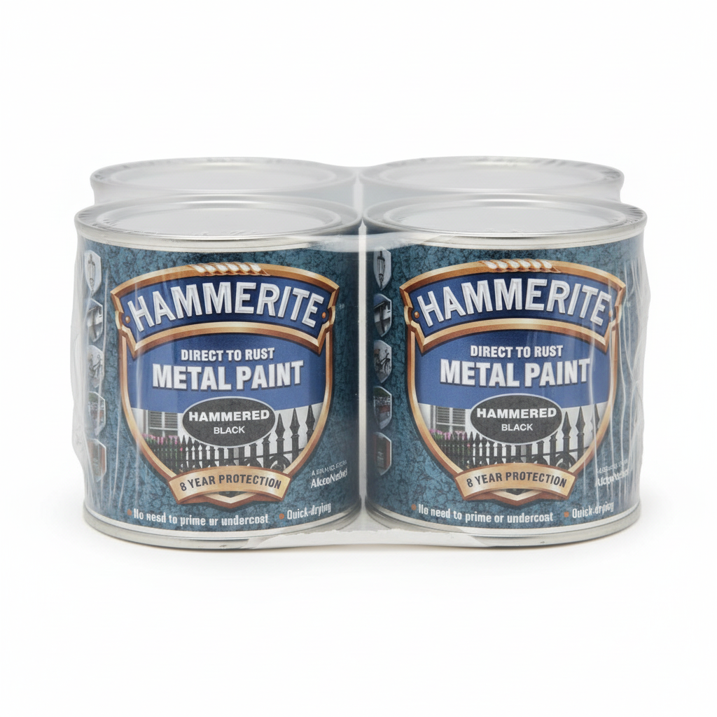 Hammerite Direct To Rust Metal Paint - Hammered Black Finish 250Ml