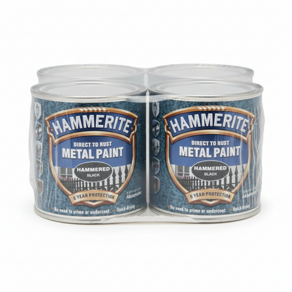 Hammerite Direct To Rust Metal Paint - Hammered Black Finish 250Ml