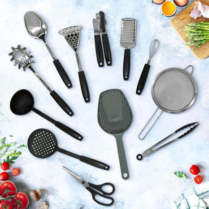 Fackelmann Initial Hand Grater Stainless Steel With Pp Plastic Handle, 24Cm, Silver, Black