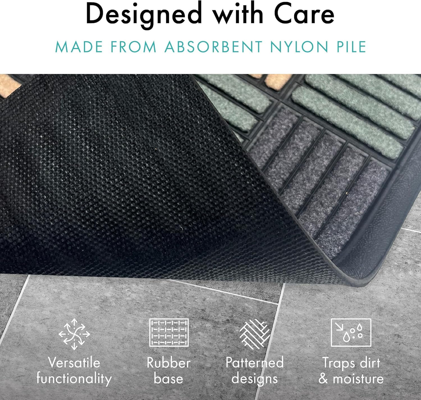 Scrape Sorb Premium Doormat | Parquet Multi | 45 x 60cm | Durable Nylon Pile