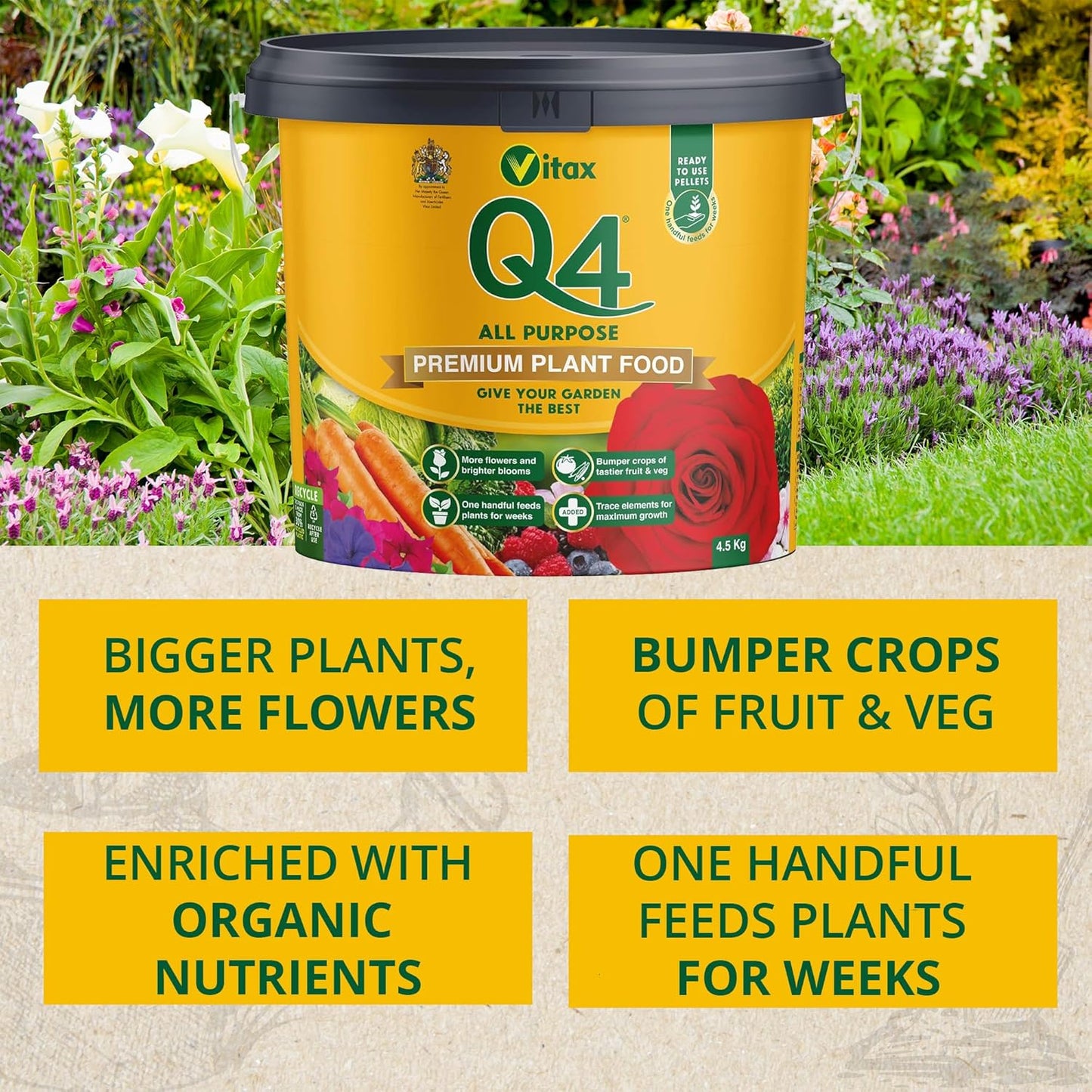 Vitax Q4 All Purpose Plant Food 4.5Kg Tub