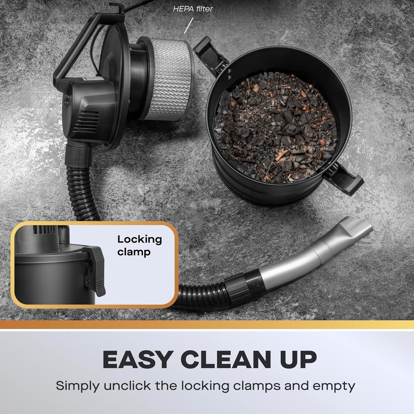 Daewoo 6L Ash Vacuum Cleaner, Suitable for Log Burners, BBQ's and Open Fires