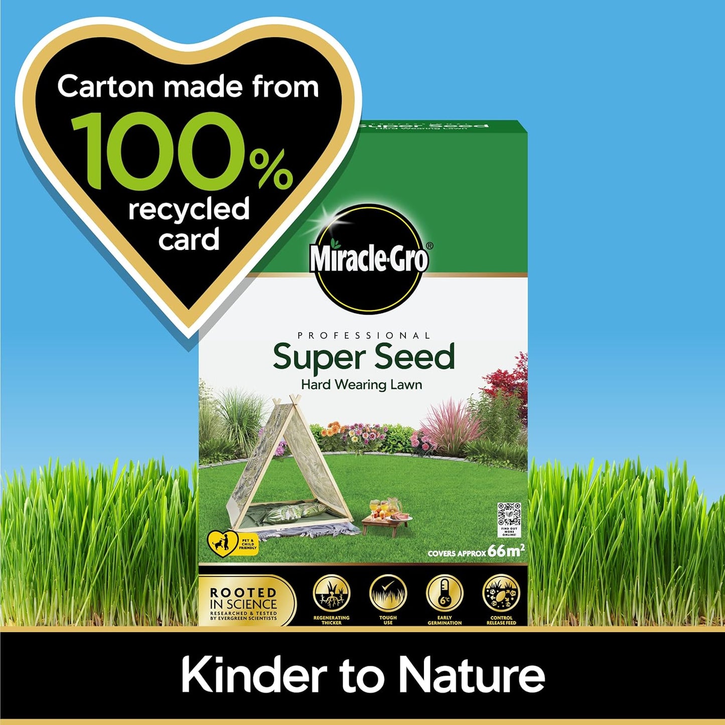 Miracle-Gro Professional Super Seed Hard Wearing Lawn Seed, 33M2, Green