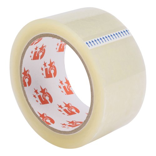 5 Star Packaging Tape Low Noise Polypropylene Clear 48mmx66m (Pack of 6) 930504