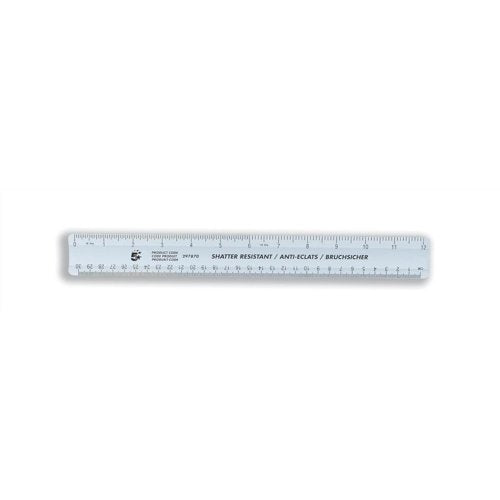 5 Star Ruler Plastic Shatter-resistant Metric/Imperial Markings 300mm Blue Tint (Pack of 10) 932