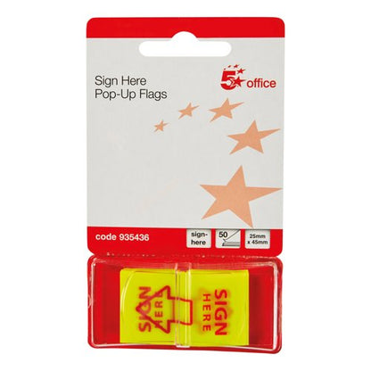5 Star Sign Here Index Flags Tab with Red Arrow 46x25mm (Pack of 500) 935436