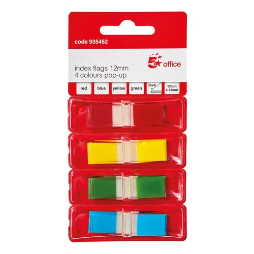 5 Star Index Flags 4 Bright Colours 12x45mm 35 Flags per Colour Assorted 935452