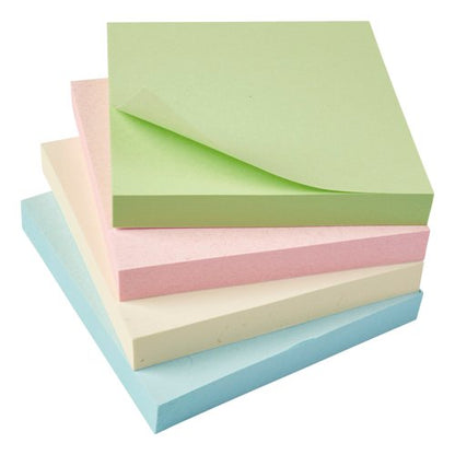 5 Star Recycled Re-Move Sticky Notes Repositionable 76x76mm Assorted Pastel (Pack of 12) 938187