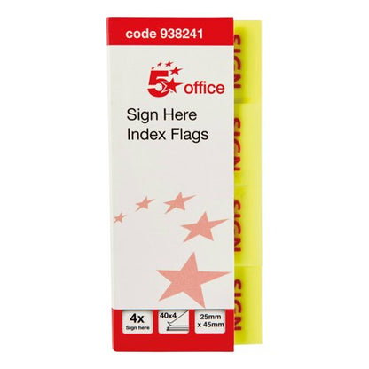 5 Star Sign Here Index Flags 25x45mm 40x4 160 Flags 938241