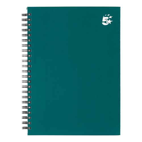5 Star Wirebound Hardback Notebook Ruled A5 140 Page Teal (Pack of 5) 943453