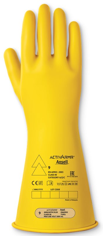 Low Volt Electrical Insulating Glove (Class 00) 14" Sz 09 L