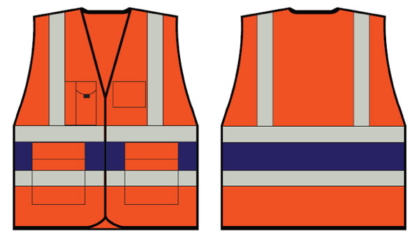 Orange Executive Vest With Navy Blue Band Lge