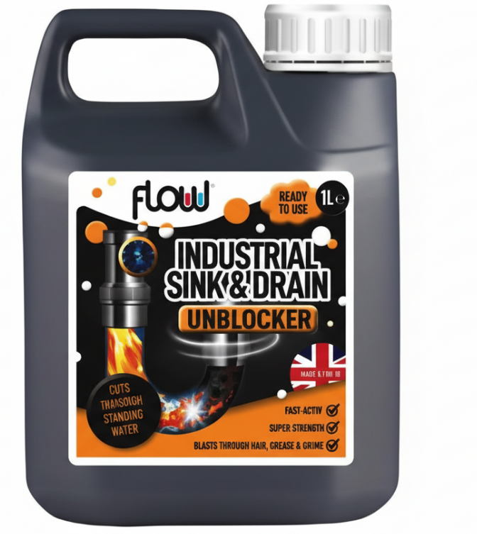 Flow Chemicals Industrial Strength Sink and Drain Unblocker | 1 Litre