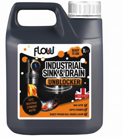 Flow Chemicals Industrial Strength Sink and Drain Unblocker | 1 Litre