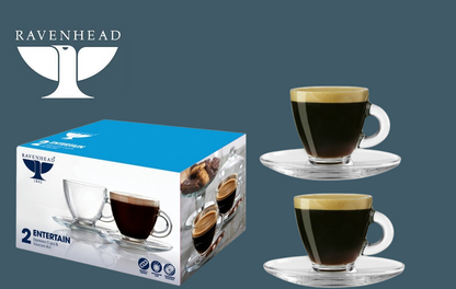 Ravenhead Entertain 80ml Set Of 2 Espresso Cup & Saucer