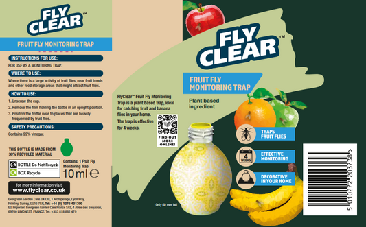 Fly Clear by Miracle-Gro  Fruitfly Trap | Plant Based | Traps Flies for Upto 4 Weeks