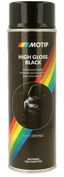 Motip Black Spray Paint HIGH GLOSS | Fast Drying | 1 x 500ml.