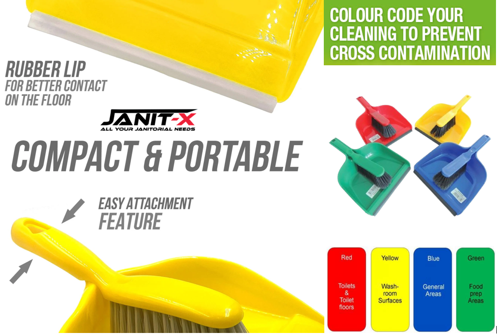 Janit-X Value Colour Coded Dustpan and Brush Set Yellow